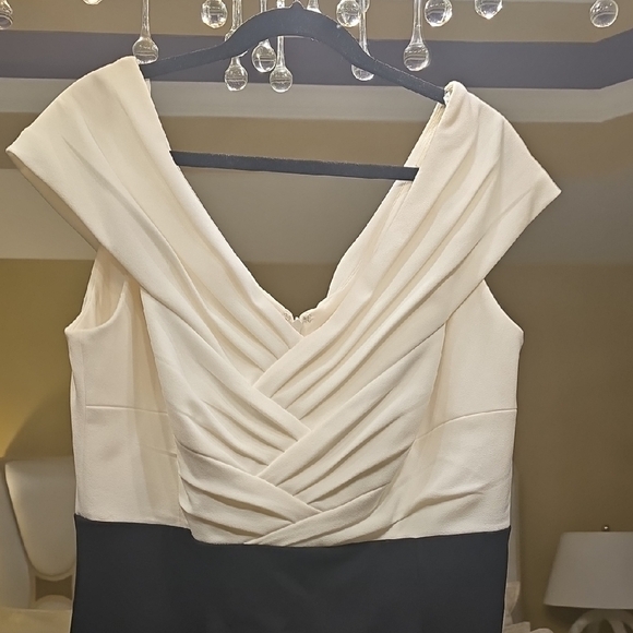 Tadashi Shoji Cream and Black Midi Dress - Picture 4 of 13